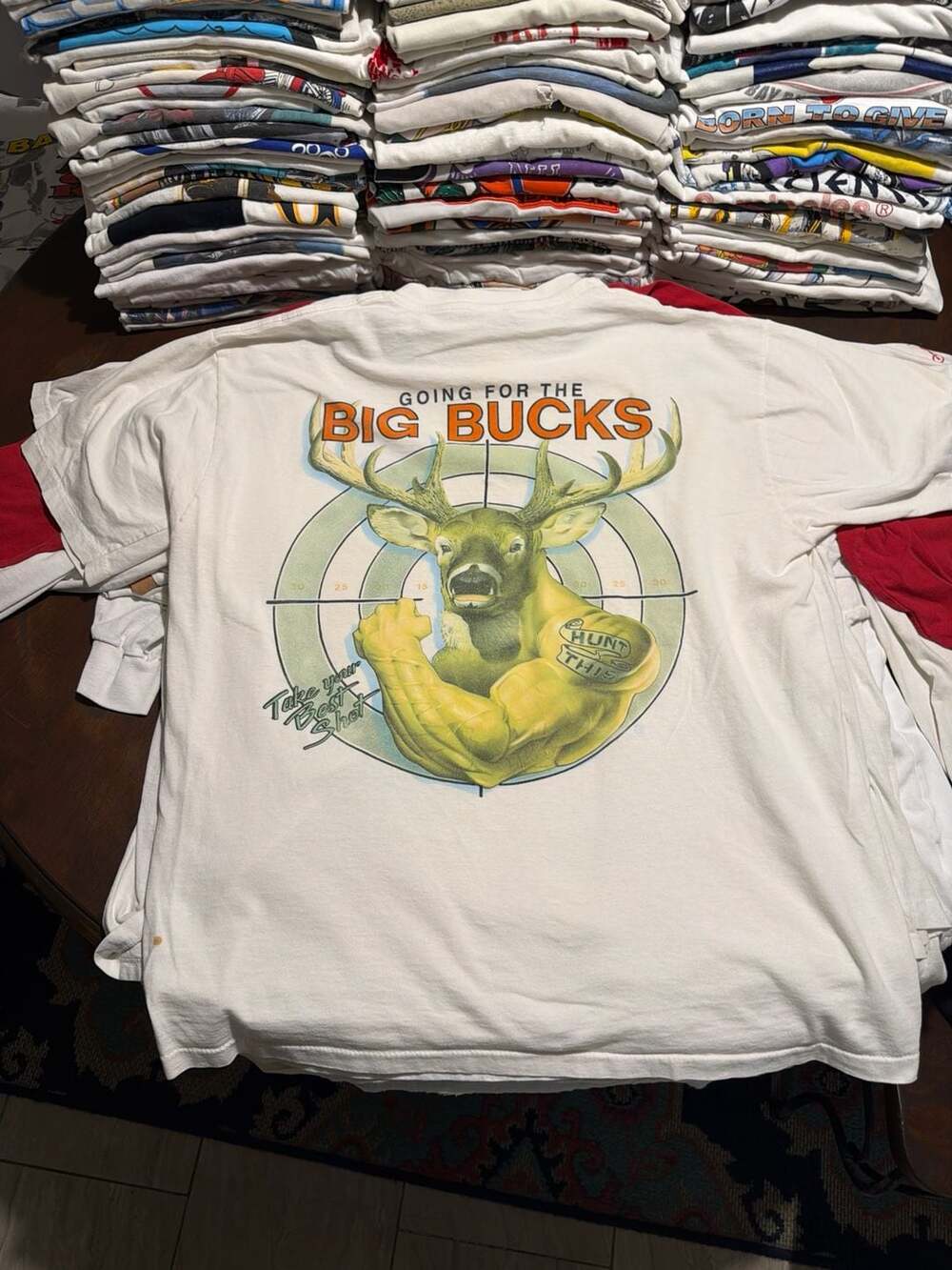 Vintage 90s Authentic Muscle Designs Big Bucks Deer Hunting Graphic T-Shirt XL